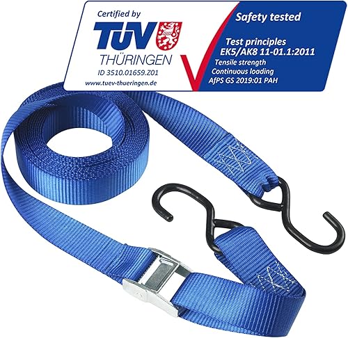 Master Lock 4368EURDAT Zertifizierter Spanngurt mit Ratsche und S-Haken, Blau, 2 m x 25 mm Gurt, 2-er Set - Cheap-Us