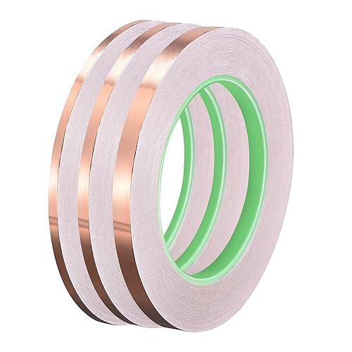 sourcing map 2 Stk. Doppelseitig leitfähig Klebeband Kupferfolienband 4mm/5mm/8mmx30m/98.4ft für Gitarre, EMI Shielding Crafts, elektrische Reparaturen - Cheap-Us