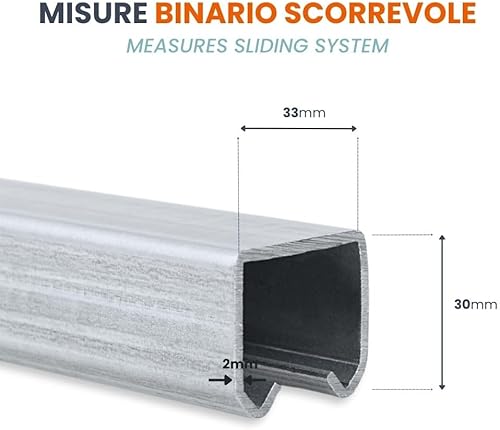 TENDAGGIMANIA Schiebetür Komplettset aus verzinktem Eisen, mit 9 Rollen inkl (Jede laufrolle trägt 35 kg) - Ideal für Schiebetüren und Toren- Länge 400 cm -Anpassbar Zubehör - Cheap-Us