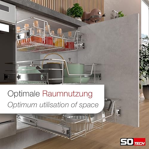 SOTECH 60 cm Teleskopschublade Vollauszug Küchenschublade Teleskopauszug Schubladenauszug Regal Schrankauszug - Cheap-Us