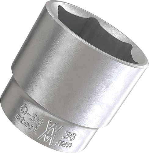 36mm Sechskant Steckschlüssel-Einsatz 1/2 Zoll aus CV-Stahl verchromt I Sechskant-Nuss mit Antrieb 12,5mm (1/2') von WIESEMANN 1893 I 80805 - Cheap-Us
