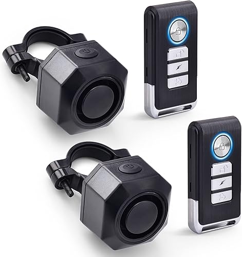 NineLeaf Anti-Diebstahl Fahrrad Alarm mit Halterung, USB C Wiederaufladbar 110dB Einbrecher Vibration Motorrad Alarm Sicherheitssystem Wasserdicht Fahrrad Mobilität Roller Alarm mit Fernbedienung 2PK - Cheap-Us