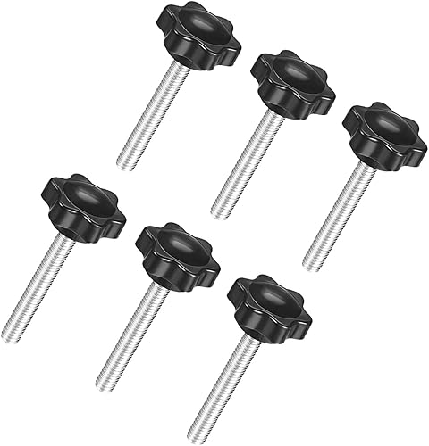 QUARKZMAN M6 x 50mm Gewinde 60mm Durchmesser Sechskantschraube mit Sternform Klemmgriff x 6Stk. Feststellschraube Außengewinde für Werkzeugmaschinen - Cheap-Us