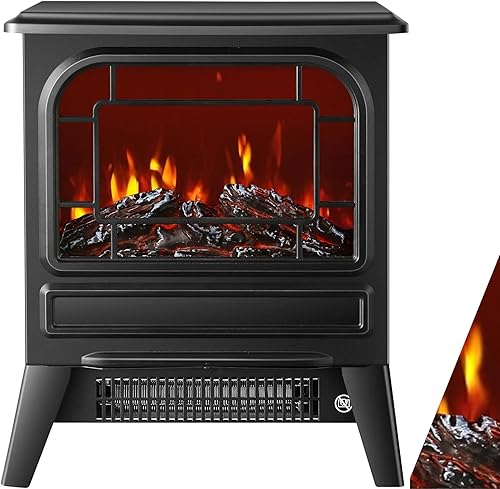 Elektrokamin mit Heizlüfter 1950W Elektro Kamin Elektrischer Heizung LED Kaminfeuer Effekt Kaminofen Flammeneffekt Heizer Ofen geräuscharm regelbar Schwarz - Cheap-Us