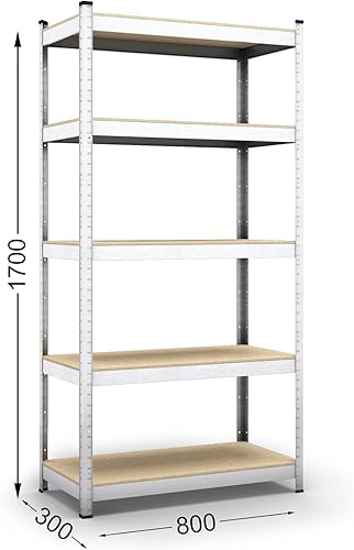 Panorama24 Lagerregal verzinkt belastbar bis 350kg - Maße: 170 x 80 x 30 cm, Regal Kellerregal Steckregal Werkstattregal Schwerlastregal - Cheap-Us