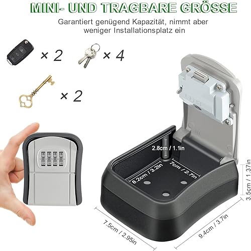 Diyife Schlüsseltresor mit 4-stelligem Zahlencode, [Wasserdichte ] Hochleistungs Kombinationsschlüssel Safe Speicher Verschluss Kasten für Haus, Garagen, Schule Ersatz Haus Schlüssel (Wandmontage) - Cheap-Us