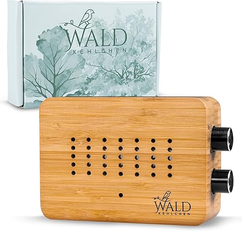 WALDKEHLCHEN - Vogelgezwitscher Box Toilette Bewegungsmelder aus echtem Bambus - Naturgeräusche Box mit sanftem Nachtlicht und Touchfunktion - Nachhaltiger Vogelzwitscher Bewegungsmelder mit Timer - Cheap-Us
