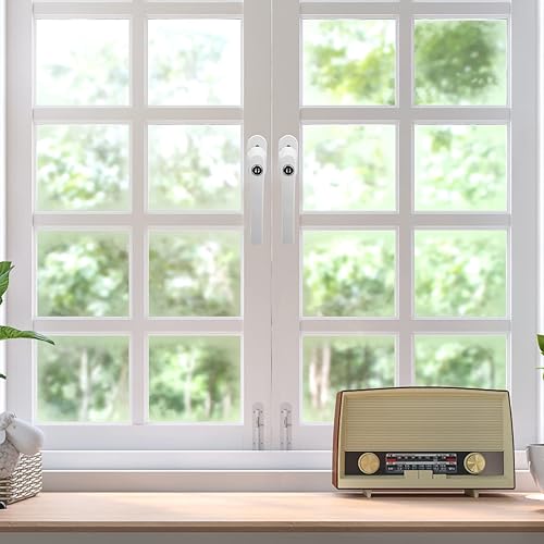 Fiqops Fenstergriff Aluminium Abschließbar 12 Stück Weiß Kindersicherung mit Schloss in Stiftlänge 35mm Abschließbareabschließbar im Gekippten und Geschlossenen Zustand - Cheap-Us