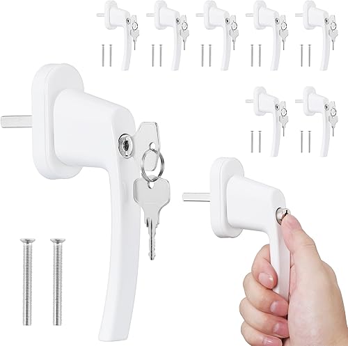kwmobile Fenstergriff abschließbar - Fensterverriegelung mit Knopf und Schlüssel - Fensterschloss - Fenster Kindersicherung - Sicherheitsfenstergriff - 8 Stück - Weiß - Cheap-Us