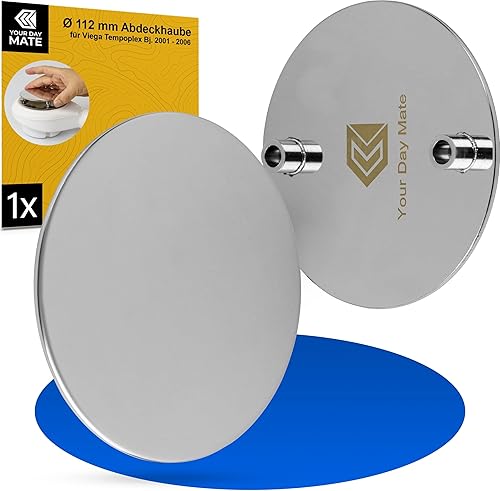 Edelstahl Abdeckhaube für Duschabfluss, Ø 112 mm, kompatibel mit Viega Tempoplex Ablaufgarnitur Bj. 2001-2006, ersetzt Modell 6958.99, für Duschwanne mit zwei Schrauben Ablaufloch, Deckel Dusche - Cheap-Us