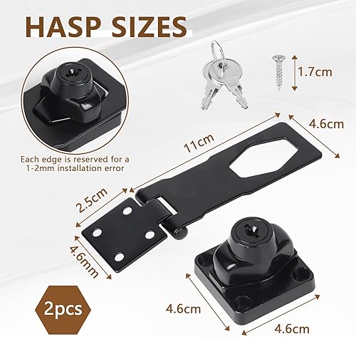 EXLECO 2 STK Überfalle mit Zahlenschloss Vorhängeschloss, Haspe Edelstahl Kellerschloss Schrankschloss Türriegel Außen Sicherheitsüberfalle Schiebetür Schloss für Gartentor Tore Garage Schwarz - Cheap-Us