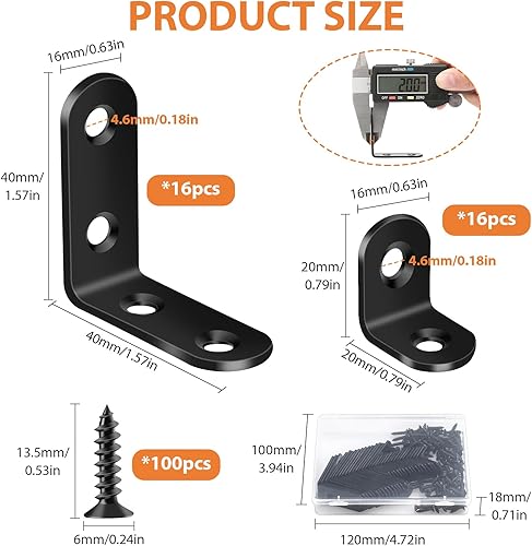 MAPVOLUT 32 Stück Winkelverbinder, Winkel Metall 90 Grad 40x40mm Und 20x20mm Mit 100 Stück Schrauben, Edelstahl MetallWinkel L Klammern , für Möbel, Stuhl, Tisch, Fenster,Winkel Bracket - Cheap-Us