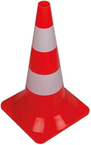 Perel Leitkegel zum Markieren, Absichern oder Absperren von Gefahrenzonen, Baustellen, Bereichen und Wegen, Rot/Weiß, 50 cm - Cheap-Us