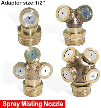 TOOLSTAR Sprühnebeldüse, 2 Löcher Messing Nebeldüse Garten Sprinkler Bewässerung Fitting Wasseranschluss mit 1/2 Zoll Adapter für Outdoor Garten - 1 Stück - Cheap-Us