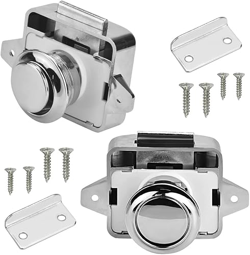 PERFETSELL Taste Catch Lock 15-18mm Möbelschlosser Möbelgriff 2 Stücke Push Lock Button schloss Wohnmobil Möbelschloss Metall Verriegelung Schubladen Druckschloss Möbel Möbelverschluss für Schrank - Cheap-Us