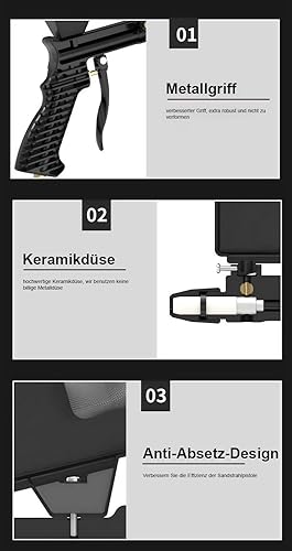 SandBlastPro Sandstrahlpistole, Sandstrahlgerät, Sandstrahlpistole Keramikdüse, Sandstrahl Sand, Druckluft Sandstrahler Sandstrahlgeräte, Kompressor Druckluftpistole, Sandstrahlen Sandstrahlmittel - Cheap-Us