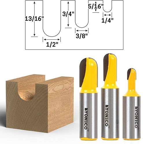 yonico 14460q 4 Bit Runde Nase Router Bit Set, Dekolleté 1/4-Zoll-Schaft - Cheap-Us