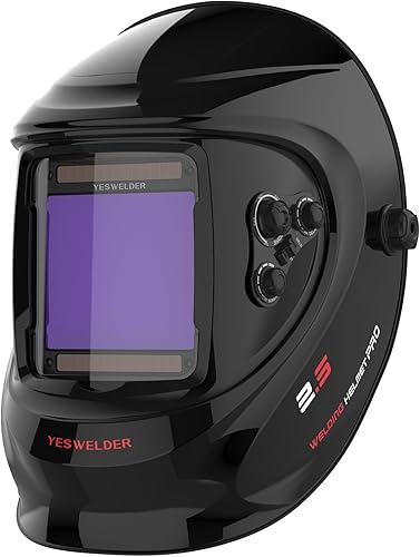 YESWELDER Große Ansicht Schweißhelm 10X9cm Echtfarben Auto Verdunkelung Schweißmaske Solarstrom 4 Lichtbogensensor Breite Schattierung 4~5/9-9/13 für Wig MIG ARC Schleifen Schweißen - Cheap-Us