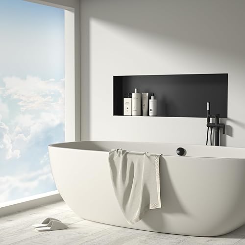 Bernkot Duschnische aus Edelstahl weiß 60 cm × 30 cm × 10 cm keine Fliesen erforderlich Nischendusche für die Badezimmeraufbewahrung versenkte Duschnische, randlos, bündige Montage - Cheap-Us