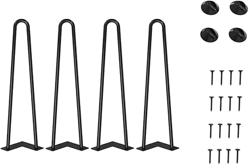 WINSOON 4er Set Haarnadel Tischbeine 40cm Metall Hairpin Legs DIY Tischbeine Möbelfüße Tischkufen aus Stahl mit Bodenschoner und Schrauben Verfügbar für Schreibtisch Esstisch, Couchtisch, Tisch - Cheap-Us