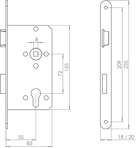 ABUS - Einsteckschloss für Wohnungsabschlusstüren ES PZ2 L G 55 72 18-61699, Gold - Cheap-Us