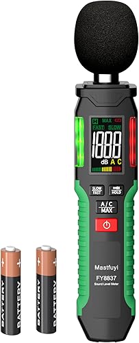 Schallpegelmesser Digitaler, Dezibel-Meter 30-130 dB mit A/C gewichtet, Audio-Lärm-Messgerät, tragbares SPL-Messgerät mit LCD-Farbdisplay, Data Hold, MAX Hold, Taschenlampe, Home Office Factory - Cheap-Us