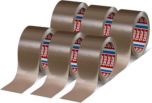 tesapack 4280 PP Paketband im 6er Pack - Universal Klebeband zum Verpacken von Paketen und Kartons - transparent - 6 Rollen je 66 m x 50 mm - Cheap-Us