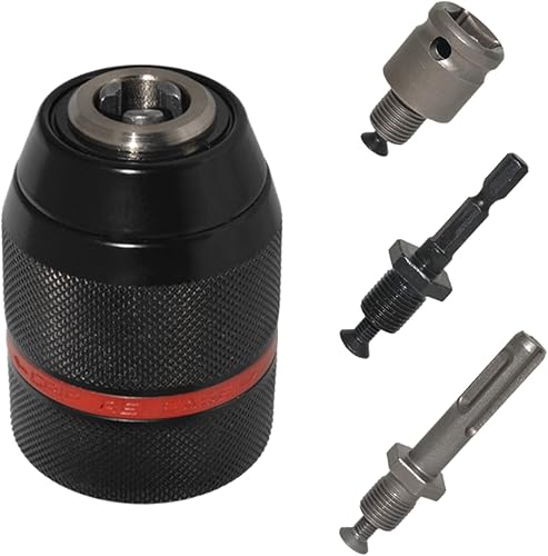 SDS Metall Schnellspannbohrfutter, Bohrfutter Adapter Sechskant Spannweite: 1.5-13 mm, Bohrfutter Innengewinde: 1/2' - 20 UNF, SDS Bohrfutter Außen-Ø: 42.9 mm, für Handbohrmaschinen. (1) - Cheap-Us