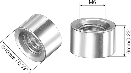 sourcing map 4Stk. Runde Schweißmuttern M10 x 14mm x 13mm Anschweiß Spund Innenmutter Gewinde 201 Edelstahl Einfügen schweißbar - Cheap-Us