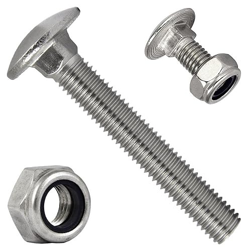 Flachrundschrauben mit Sicherungsmuttern Muttern M6x30 (20 Stück) Edelstahl Selbstsichernde DIN 603 / DIN 985 FASTON® - Cheap-Us