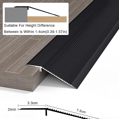 Schwellenrampe Aluminium, Metall Schwellen Für Türöffnungen, 36 Zoll Boden Übergang Streifen Holz Zu Fliesen, Selbstklebende Flache Trennstreifen Für Die Verbindung Von Bodenfugen ( Color : Grey ) - Cheap-Us