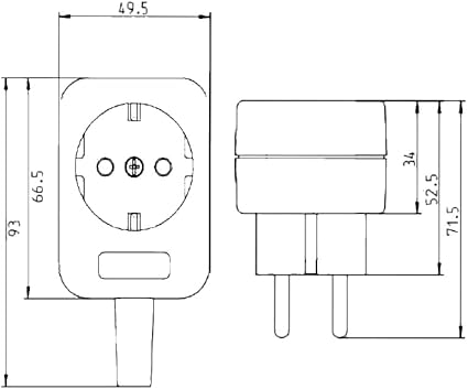 Xenterio Schutzkontakt-Zwischenstecker mit Kabelabzweig für zusätzlichen Verbraucher, 16A/230V~, Farbe weiß - Cheap-Us