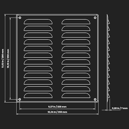 10 x 10 cm, Anthrazitfarbene Lüftungsgitter, Stahlrücklaufgitter, für Decke und Seitenwand, HVAC, mit Schutzgitter (100 x 100 mm, Anthrazit) - Cheap-Us