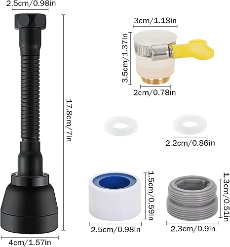 Zimoer 360° Drehbarer Küchen Wasserhahn Aufsatz, 3 Modi Wasserhahn Verlängerung Perlatoren für Wasserhähne Wassersparer für Wasserhahn, Wasserhahn Aufsatz Spritzkopf Adapter für Bad Küche (Schwarz) - Cheap-Us