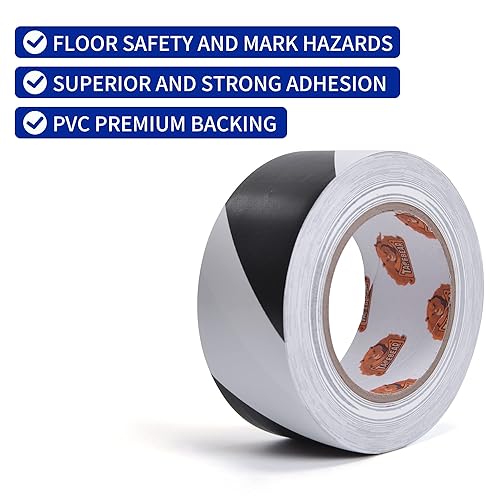 TAPEBEAR Absperrband Warnklebeband Gelb Schwarz Flatterband Warnband Gefahr Warnung PVC Selbstklebend Markierungs Klebeband Für Warnmakierungen Und Bodenkennzeichnungen, 50mm x 46m - Cheap-Us