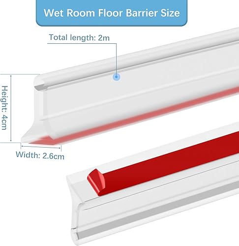 Fentar 2M Schwallschutzleiste Dusche, Selbstklebend Gummi Dusche Wasserstopper, 4cm Höhe Wasserbarriere, Flexible Schwallschutz, Duschdichtungen Schwallschutzleiste für Duschschwelle Badewanne - Cheap-Us