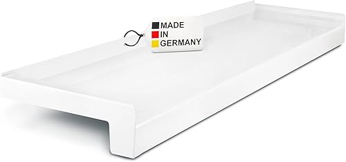 TJ Fensterbank Außen I 130 mm x 700 mm I Weiß RAL 9016 I hochwertiges Aluminium Fensterbrett mit Seitenabschluss I pflegeleichter & langlebiger Alu Fenstersims I pulverbeschichtete Außenfensterbank - Cheap-Us