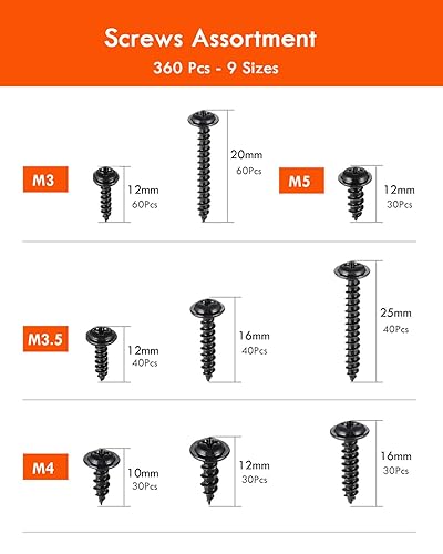 Gorffy Schrauben Set, 360 PCS Holzschrauben, Selbstschneidende Schrauben mit Senkkopf, Holzschrauben Sortiment mit Aufbewahrungsbox für DIY-Projekt, Reparatur - Cheap-Us