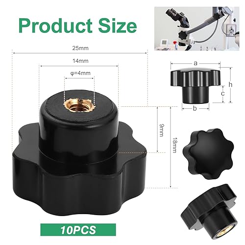 Mynoozi 10 Stück Sterngriffmutter, Rändelmutter Sterngriffmutter Klemmknopf Schwarz Kunststoff Griffmuttern Innengewinde Klemmknopf Für Mechanische Ausrüstung Industrieausrüstung (M10) - Cheap-Us