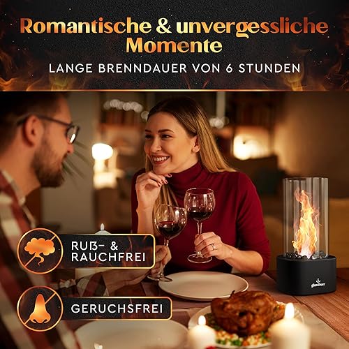 GLANZFEUER® Tischkamin - Premium Bio Ethanol Tischkamin - Tischfeuer Outdoor & Tischfeuer Indoor - Hochwertiger Bioethanol Tischkamin Outdoor für besonderes Ambiente - Tisch Feuer Ethanol Kamin - Cheap-Us