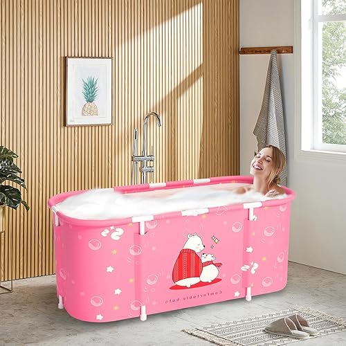 Sinbide Faltbare Badewanne Erwachsene faltbare Badewanne, tragbare und abnehmbare Badewanne, ideal für zu Hause Spa-Badewanne Viele Stile 115x60x55cm (LxBxH) Rosa - Cheap-Us