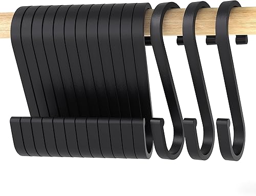 LISOPO S Haken, 12 Stück S Haken Schwarz S-hook für hängende Töpfe und Pfannen S-Haken Aluminium ideal Küche, Schrank, Garage und Garten - Cheap-Us