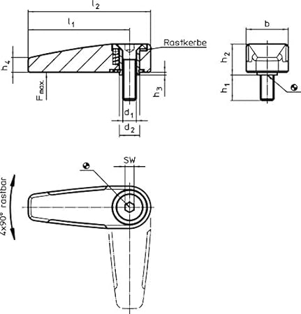 HALDER 24100.0101 Drehriegel, Silber, d1=M6 - Cheap-Us