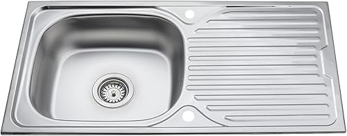 Edelstahlspüle Einbauspüle 1 Becken 76 x 43,5cm Aufbauspüle Spülbecken Spüle Küchenspüle rechteckig - Cheap-Us