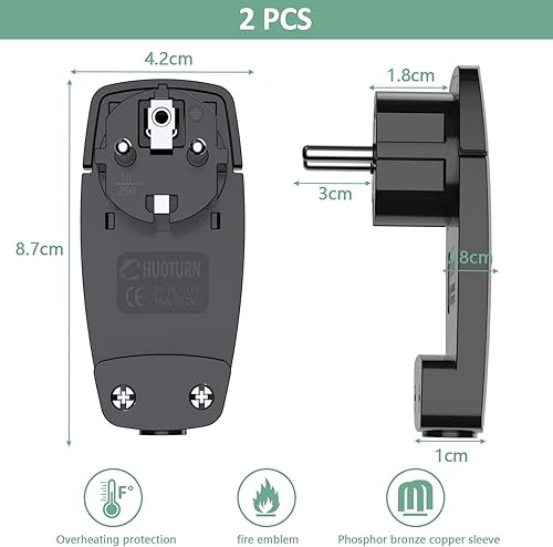 2 Stück Weiß Schutzkontakt Winkelstecker 250 V (16A), Europäischer Stecker mit Klappgriff, Schutzkontakt Stecker für Kabel bis 3x1,5 mm², Flachstecker IP20 für den Heimgebrauch - Cheap-Us