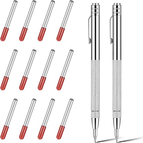Gravurstifte aus Wolframkarbid Wolframcarbid Stift Hartmetallspitze Scriber 2 Stück Anreißnadel Hartmetall mit Rot Schutzhülle Gravieren Stift für Keramik, Edelstahl und Glas - Cheap-Us