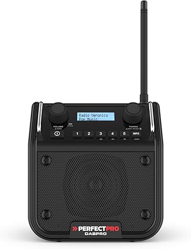 PerfectPro Baustellenradio DABPRO, DAB+ und UKW-Empfang, AUX-Eingang, MP3, Bluetooth, Netzstrom und Wiederaufladbar, Stoßfest, IP54, DPR2 - Cheap-Us