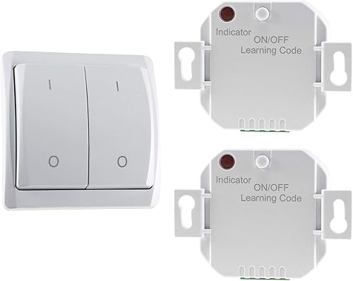 Funk-Schalter Set Pilota Casa 2x Funk-Empfänger mit Funk-Wandschalter 2-Kanal 230V LED bis 300 Watt Bis 70m Reichweite - Cheap-Us