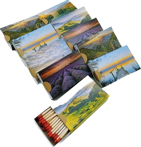 Camino 10 Schachteln - lange Streichhölzer für Kamin, 10cm (500 Streichhölzer), Streichhölzer, Zündhölzer mit schönem Motiv, premium Streichholzschachteln, Motiv Landschaften Matches Art. 1568 (10) - Cheap-Us