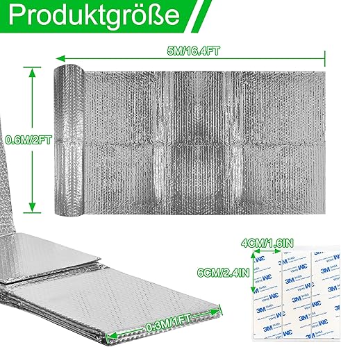 YRHome 30㎡ Isolierfolie Dämmfolie 1x30m Reflexionsfolie Heizung Alu Isoliertapete Aluminium Thermofolie Heizkörper 3-4mm Dicke Isolierungsfolie Wärmedämmung Wärmehaltung - Cheap-Us